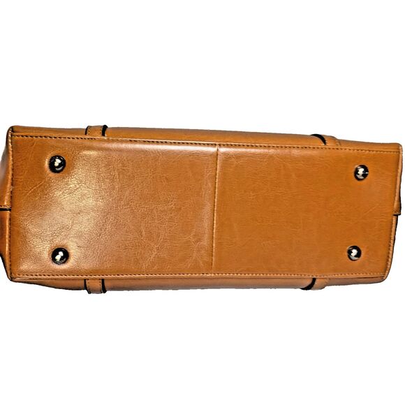 MDBM Maison de Beauté Provence Tan Leather Front Pocket Tote Handbag Messenger - Picture 8 of 13